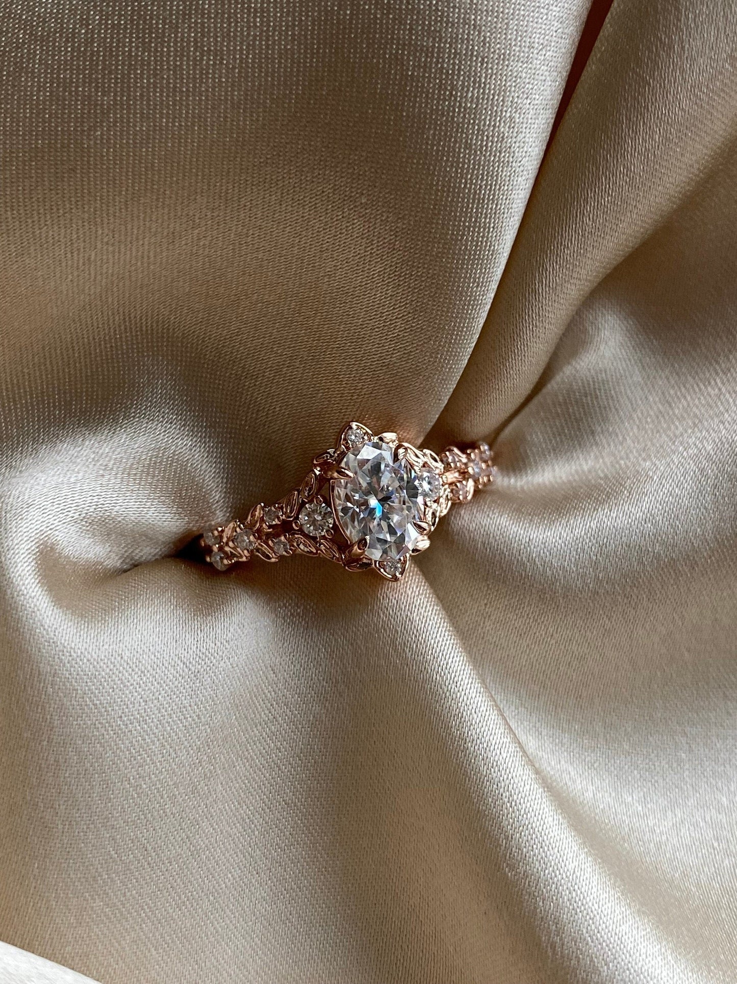 Moval Swirl Semi Pave Engagement Ring – 2.5 CT Lab Grown Diamond