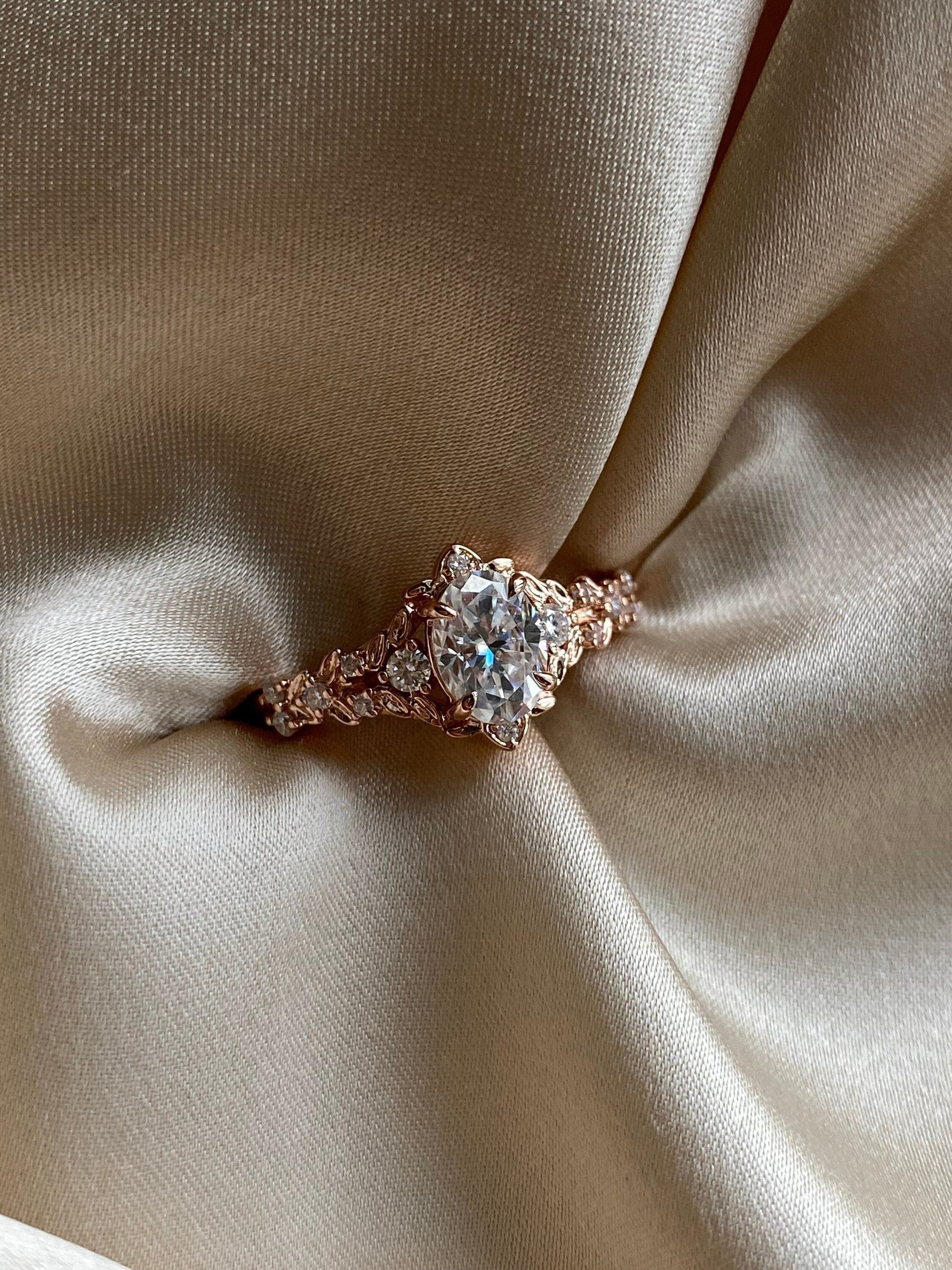 Moval Swirl Semi Pave Engagement Ring – 2.5 CT Lab Grown Diamond