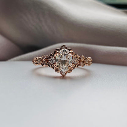 Moval Swirl Semi Pave Engagement Ring – 2.5 CT Lab Grown Diamond
