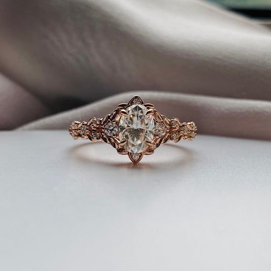 Moval Swirl Semi Pave Engagement Ring – 2.5 CT Lab Grown Diamond