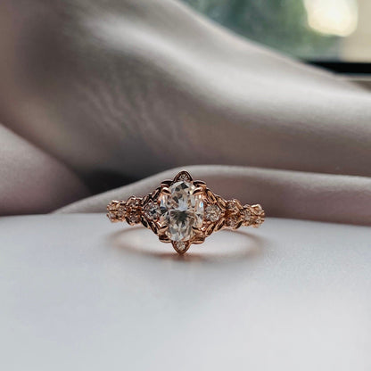 Moval Swirl Semi Pave Engagement Ring – 2.5 CT Lab Grown Diamond