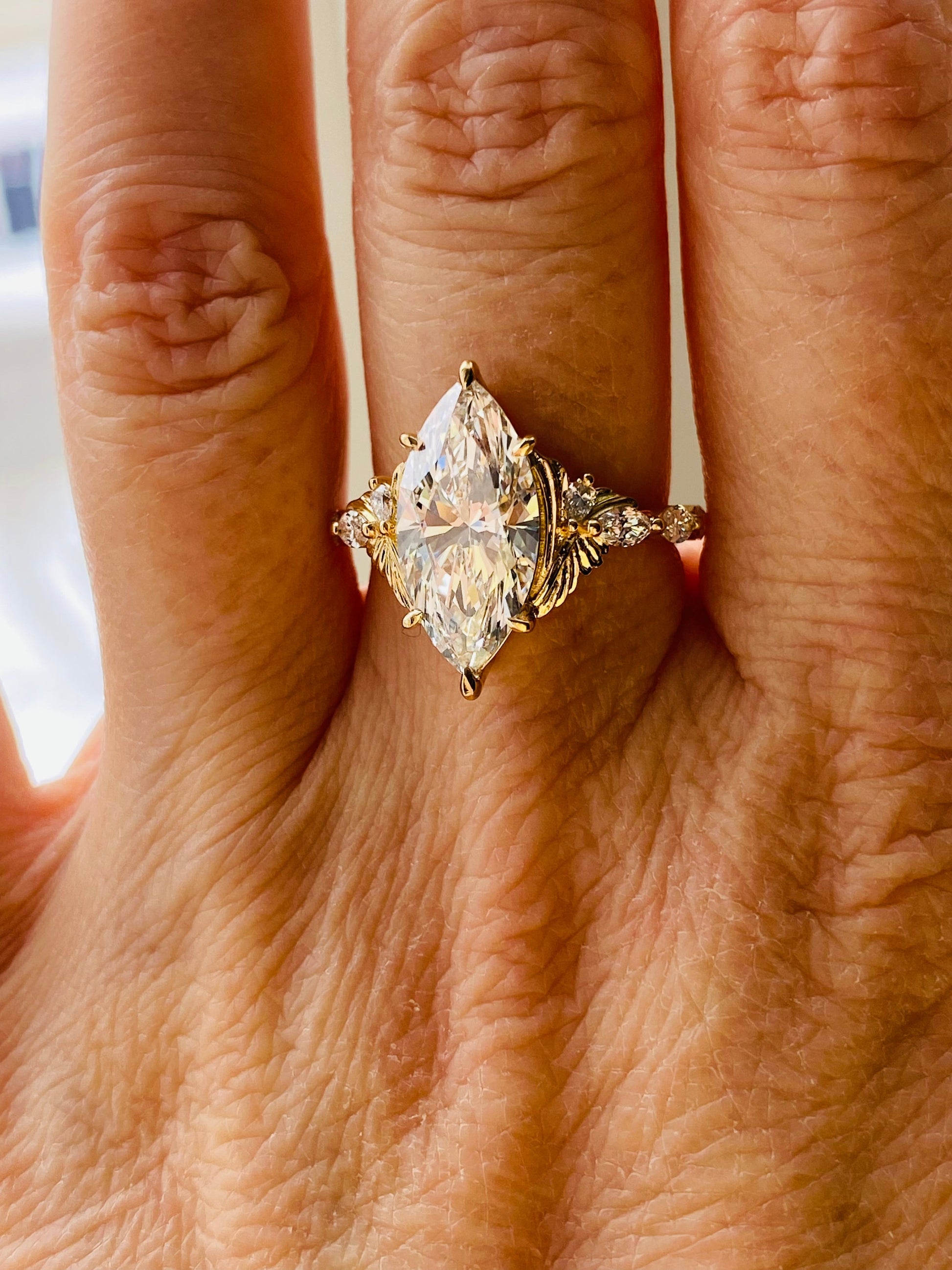 Moval Swirl Semi Pave Engagement Ring – 2.5 CT Lab Grown Diamond