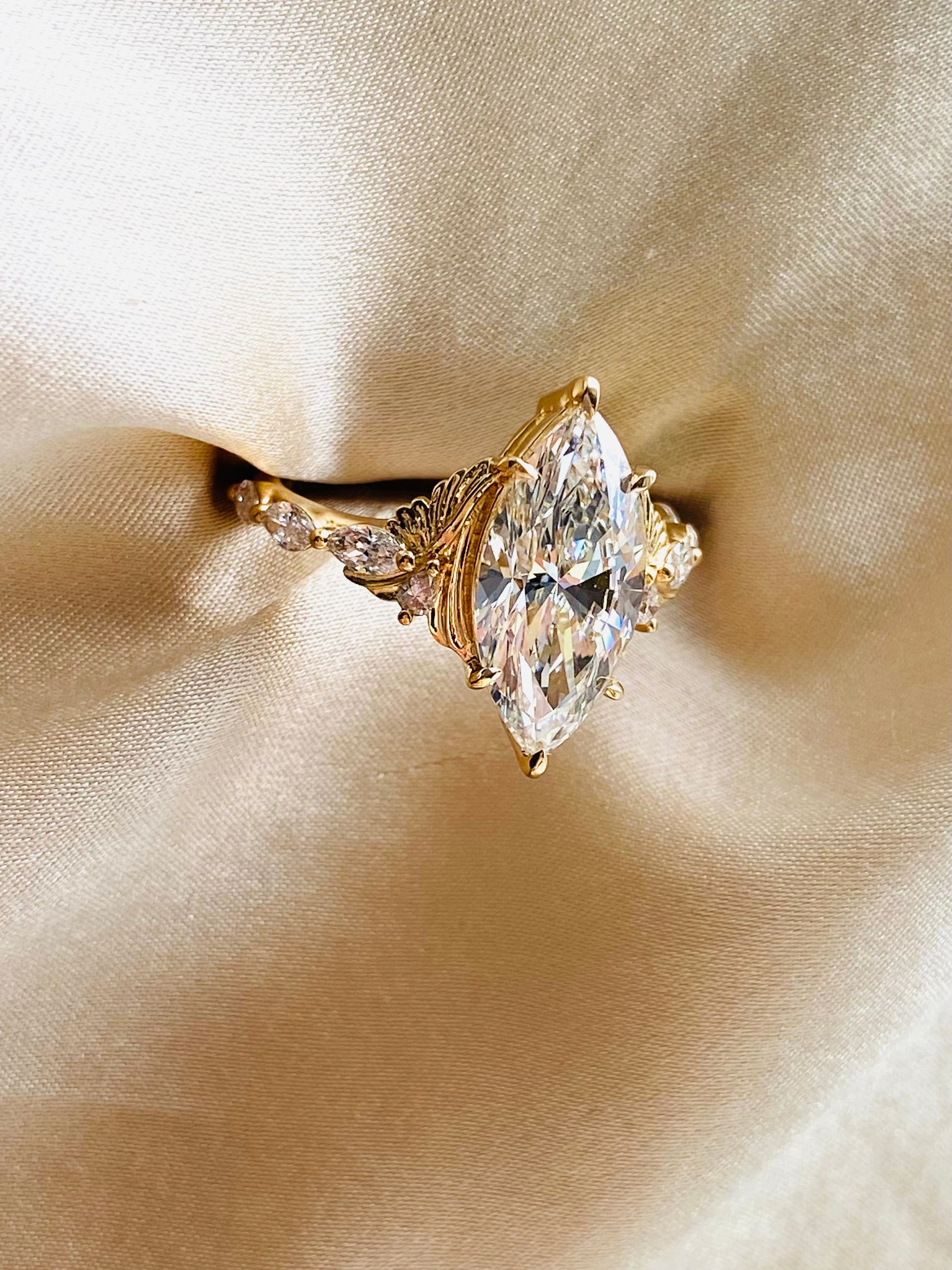 Moval Swirl Semi Pave Engagement Ring – 2.5 CT Lab Grown Diamond