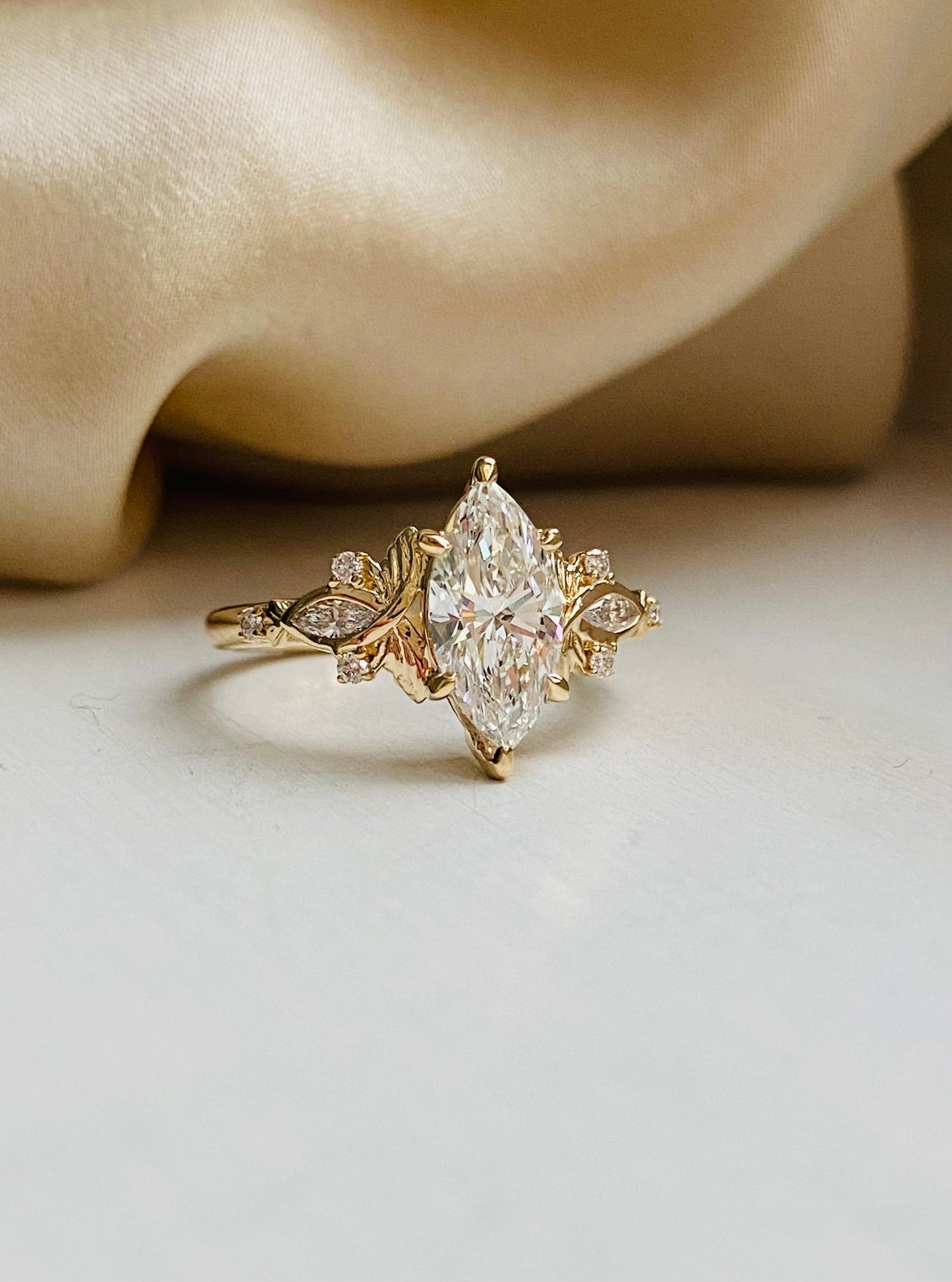 Moval Swirl Semi Pave Engagement Ring – 2.5 CT Lab Grown Diamond