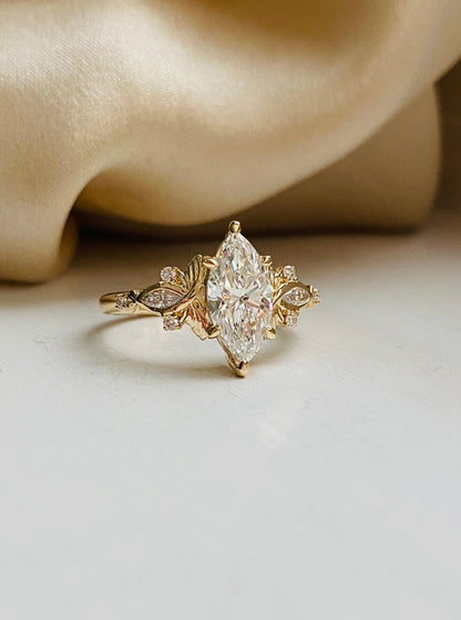 Moval Swirl Semi Pave Engagement Ring – 2.5 CT Lab Grown Diamond