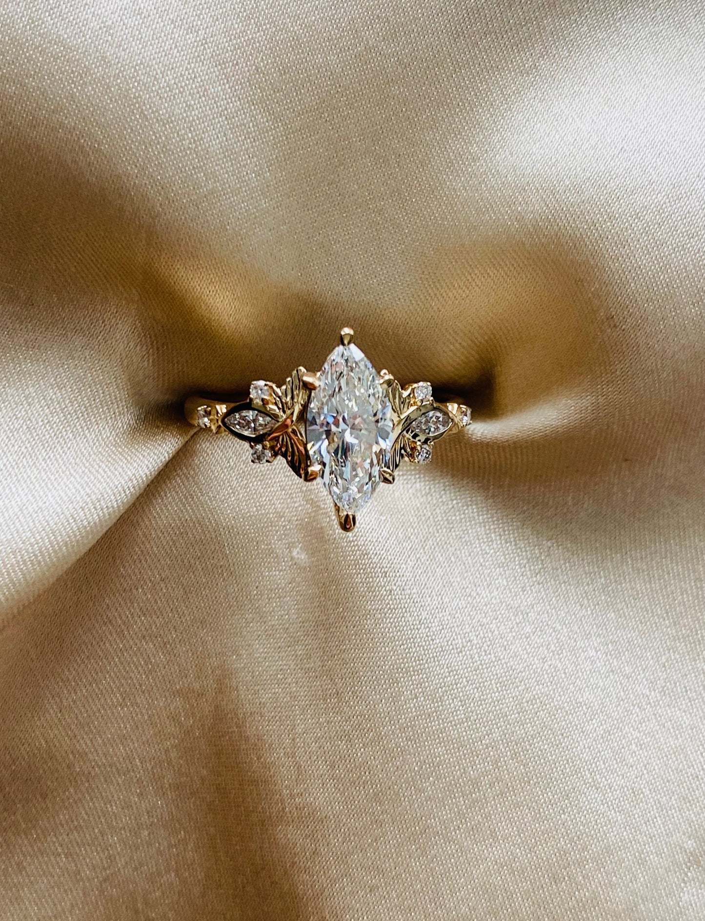 Moval Swirl Semi Pave Engagement Ring – 2.5 CT Lab Grown Diamond