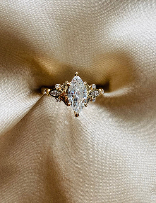 Moval Swirl Semi Pave Engagement Ring – 2.5 CT Lab Grown Diamond