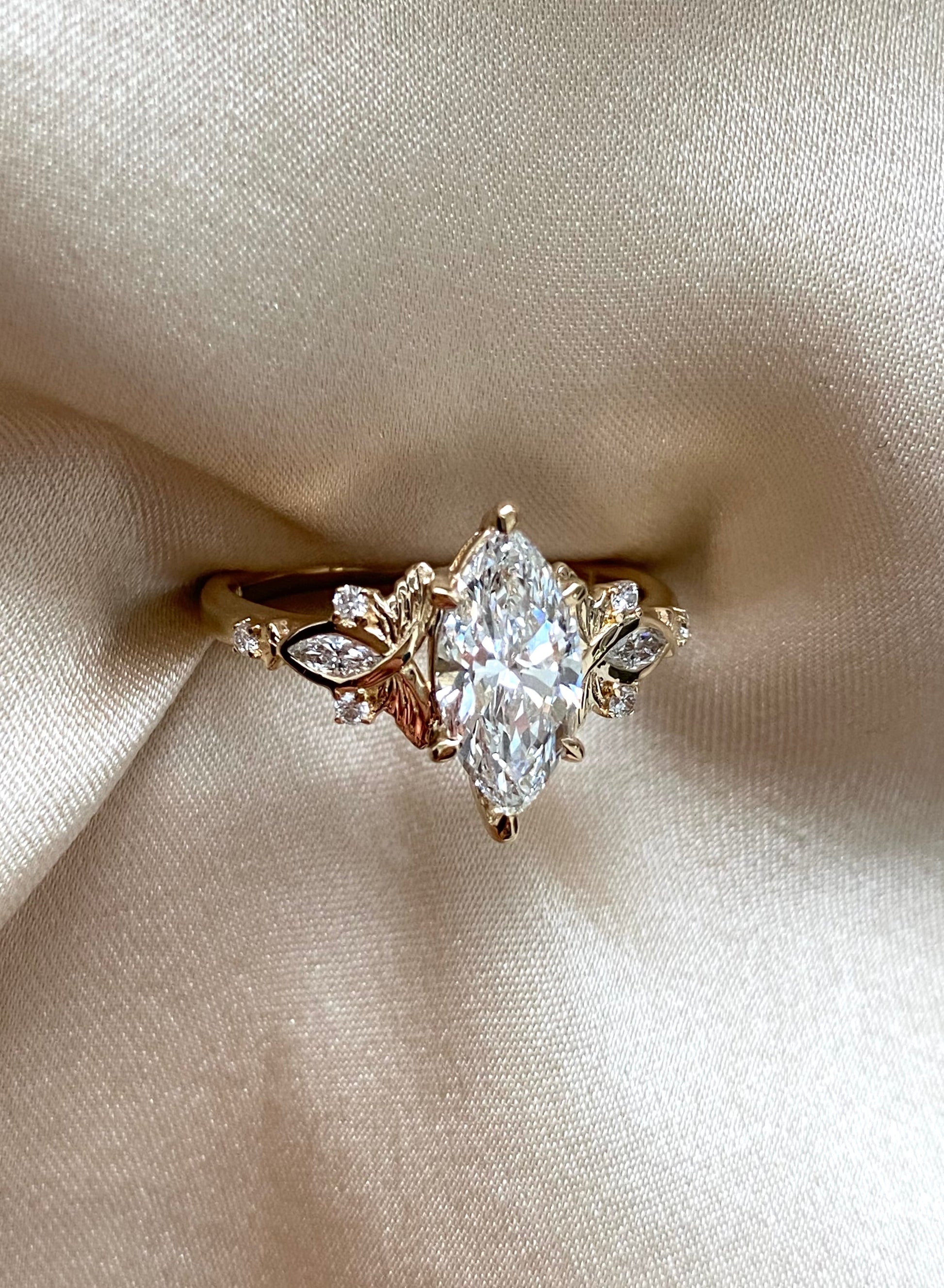 Moval Swirl Semi Pave Engagement Ring – 2.5 CT Lab Grown Diamond