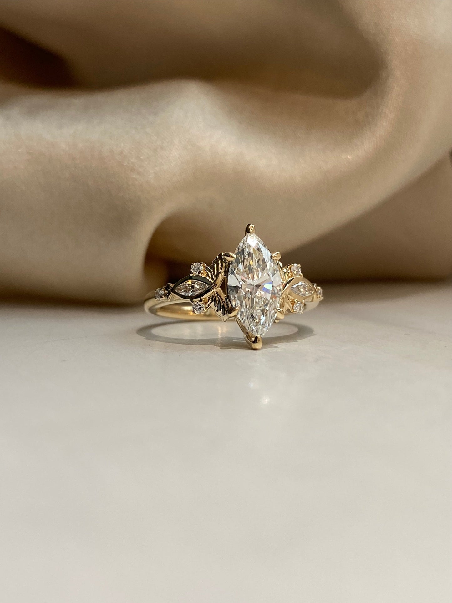 Moval Swirl Semi Pave Engagement Ring – 2.5 CT Lab Grown Diamond
