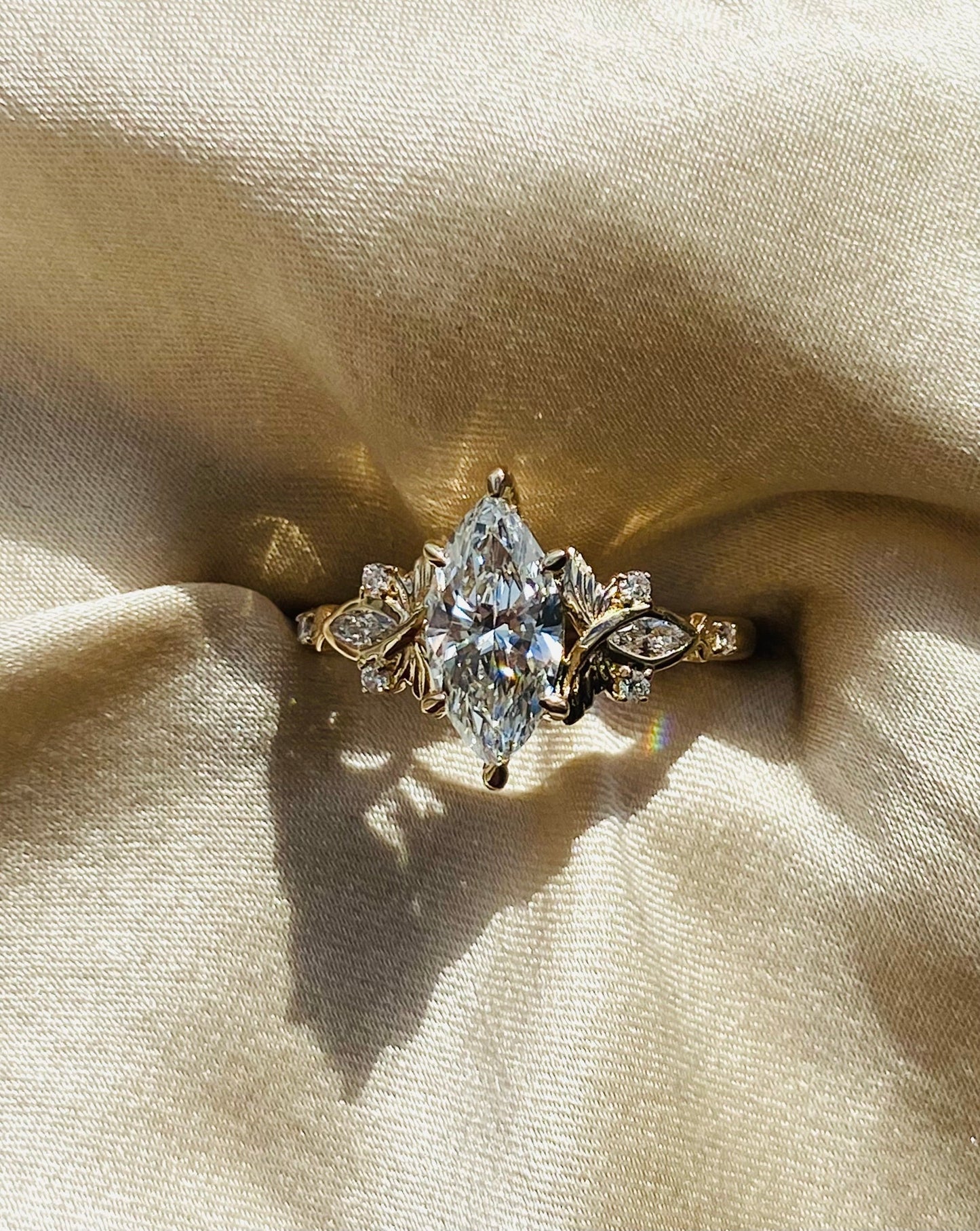 Moval Swirl Semi Pave Engagement Ring – 2.5 CT Lab Grown Diamond