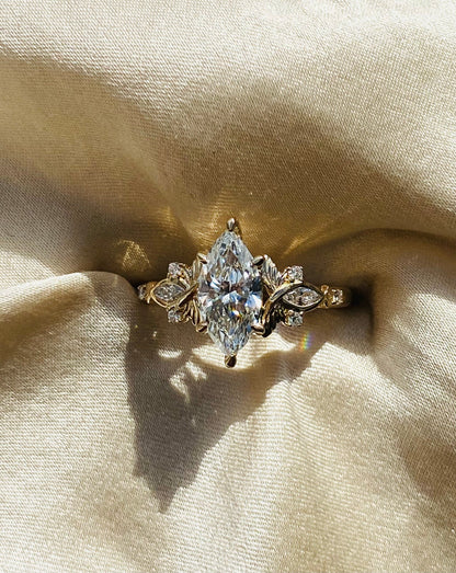Moval Swirl Semi Pave Engagement Ring – 2.5 CT Lab Grown Diamond