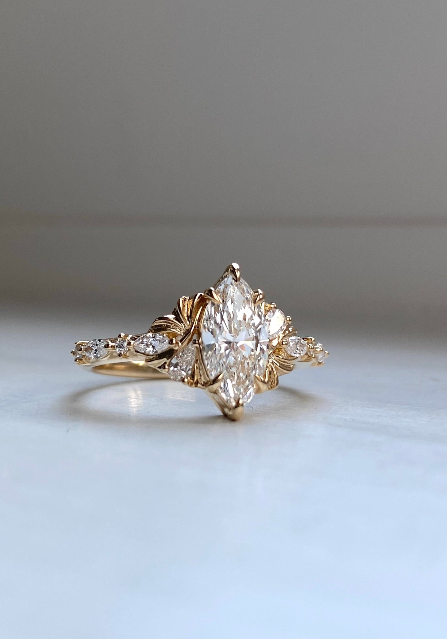 Moval Swirl Semi Pave Engagement Ring – 2.5 CT Lab Grown Diamond