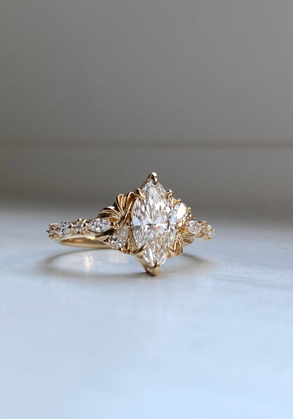 Moval Swirl Semi Pave Engagement Ring – 2.5 CT Lab Grown Diamond