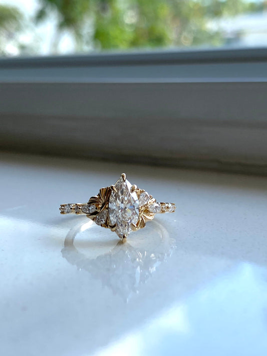 Moval Swirl Semi Pave Engagement Ring – 2.5 CT Lab Grown Diamond