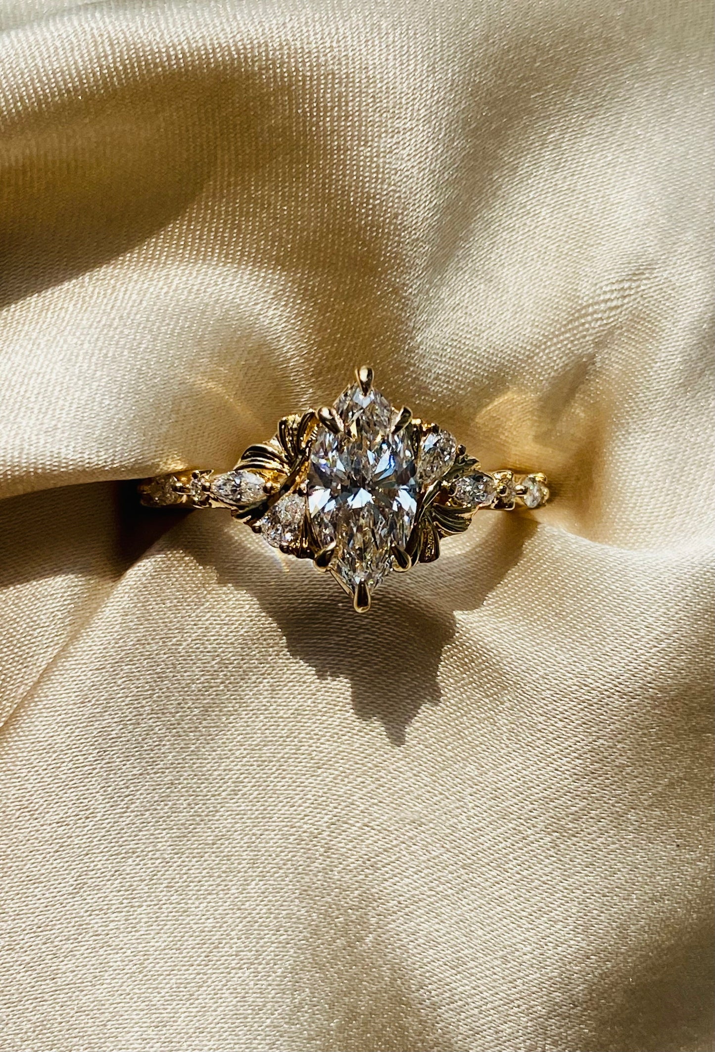Moval Swirl Semi Pave Engagement Ring – 2.5 CT Lab Grown Diamond