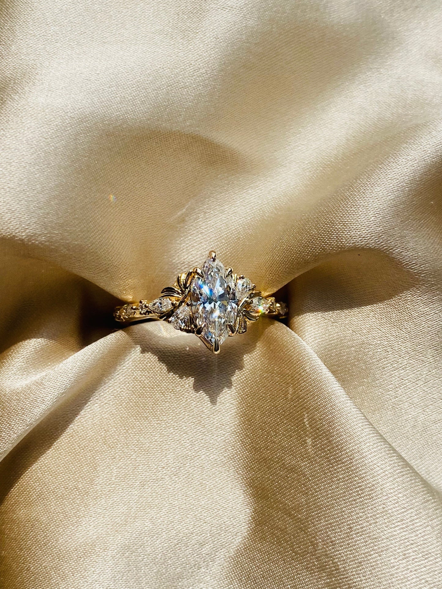 Moval Swirl Semi Pave Engagement Ring – 2.5 CT Lab Grown Diamond