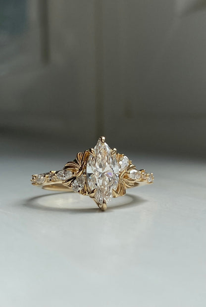 Moval Swirl Semi Pave Engagement Ring – 2.5 CT Lab Grown Diamond