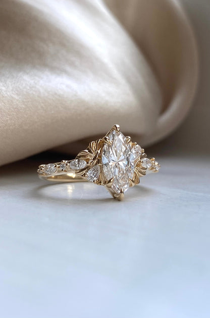 Moval Swirl Semi Pave Engagement Ring – 2.5 CT Lab Grown Diamond