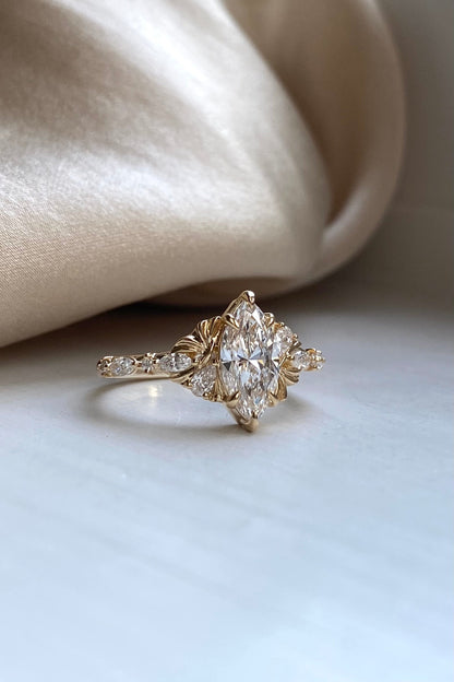 Moval Swirl Semi Pave Engagement Ring – 2.5 CT Lab Grown Diamond