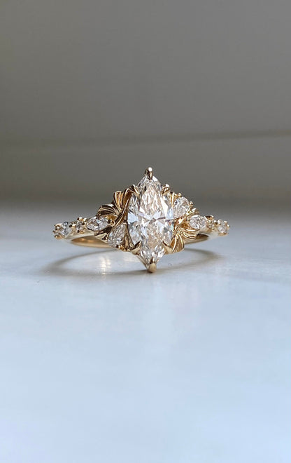 Moval Swirl Semi Pave Engagement Ring – 2.5 CT Lab Grown Diamond