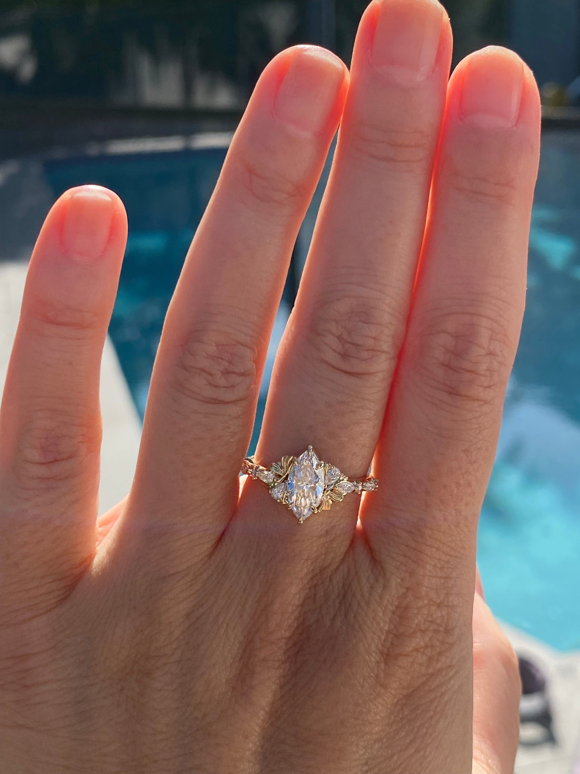 Moval Swirl Semi Pave Engagement Ring – 2.5 CT Lab Grown Diamond