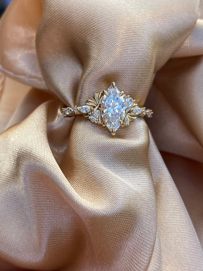 Moval Swirl Semi Pave Engagement Ring – 2.5 CT Lab Grown Diamond