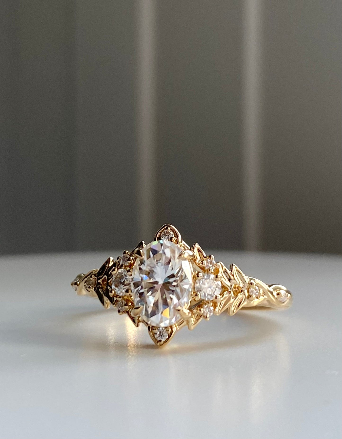 Moval Swirl Semi Pave Engagement Ring – 2.5 CT Lab Grown Diamond