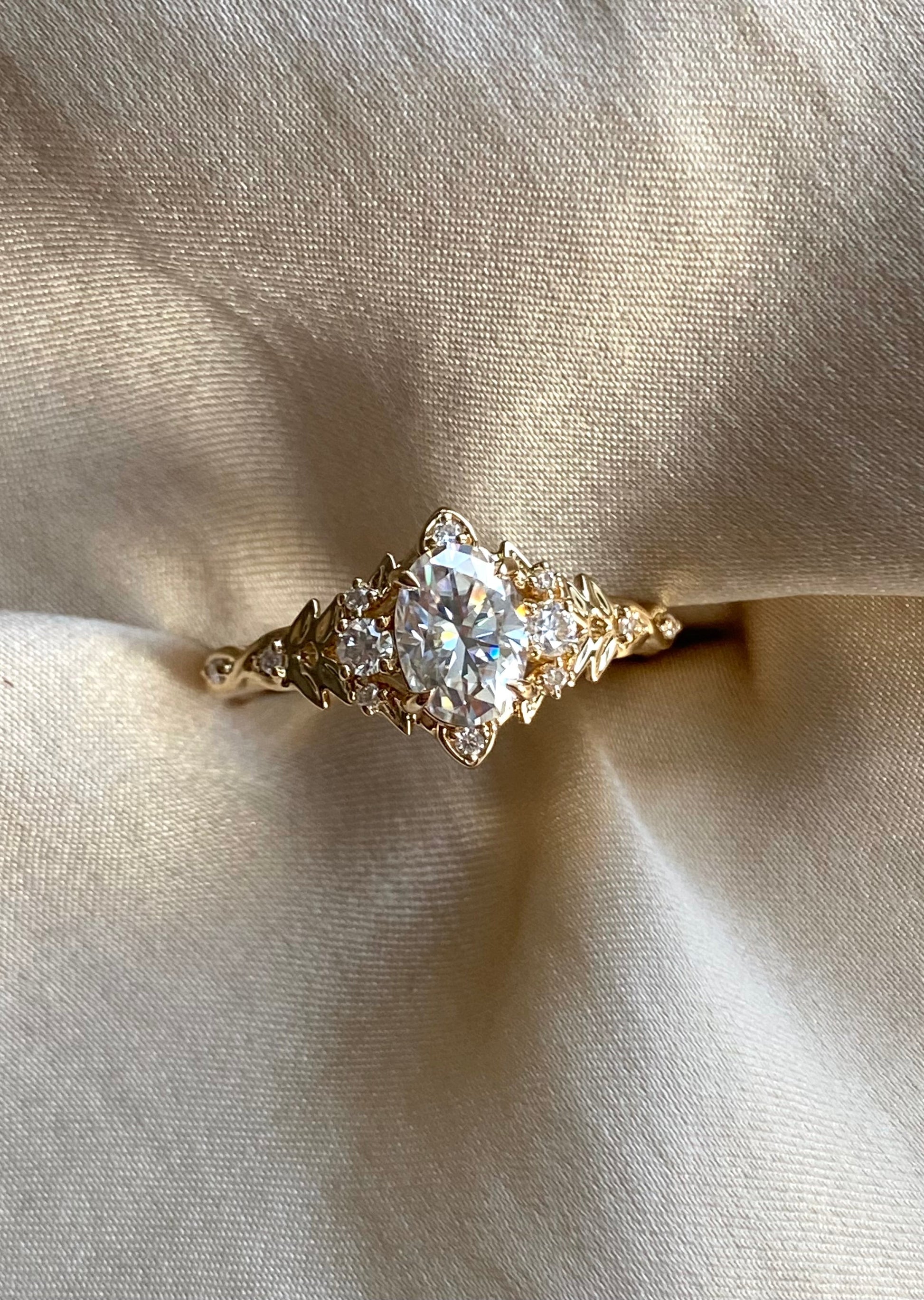 Moval Swirl Semi Pave Engagement Ring – 2.5 CT Lab Grown Diamond