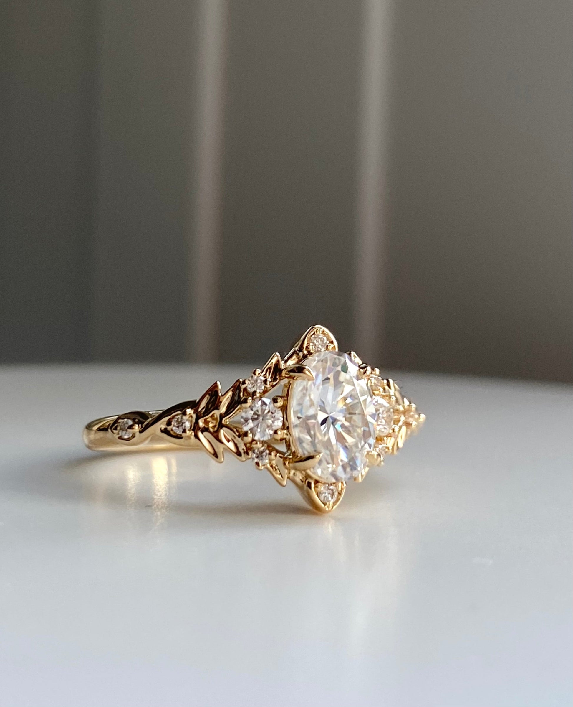 Moval Swirl Semi Pave Engagement Ring – 2.5 CT Lab Grown Diamond