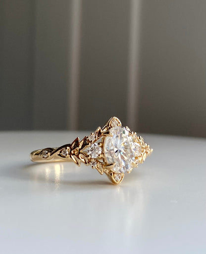 Moval Swirl Semi Pave Engagement Ring – 2.5 CT Lab Grown Diamond