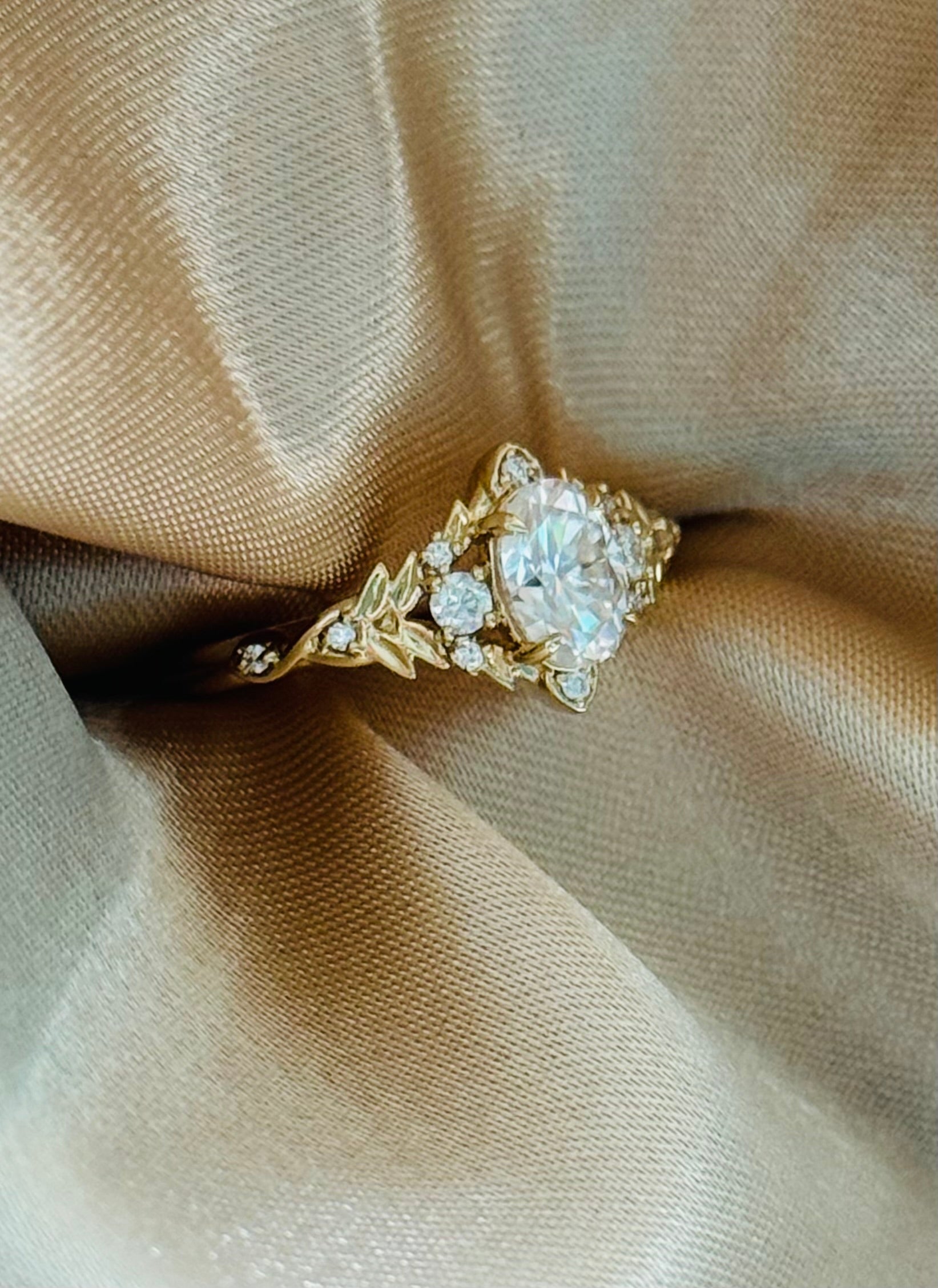 Moval Swirl Semi Pave Engagement Ring – 2.5 CT Lab Grown Diamond