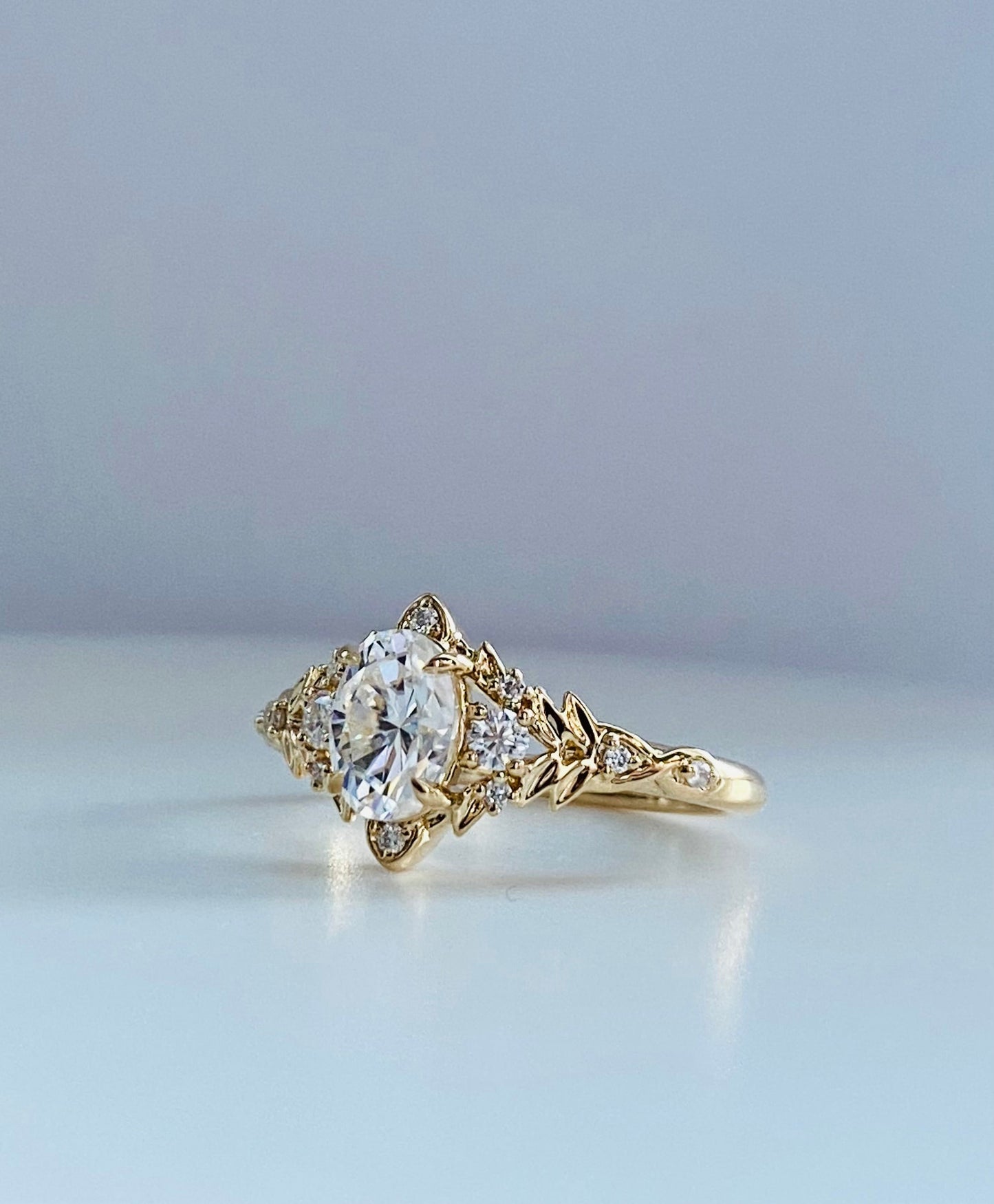 Moval Swirl Semi Pave Engagement Ring – 2.5 CT Lab Grown Diamond