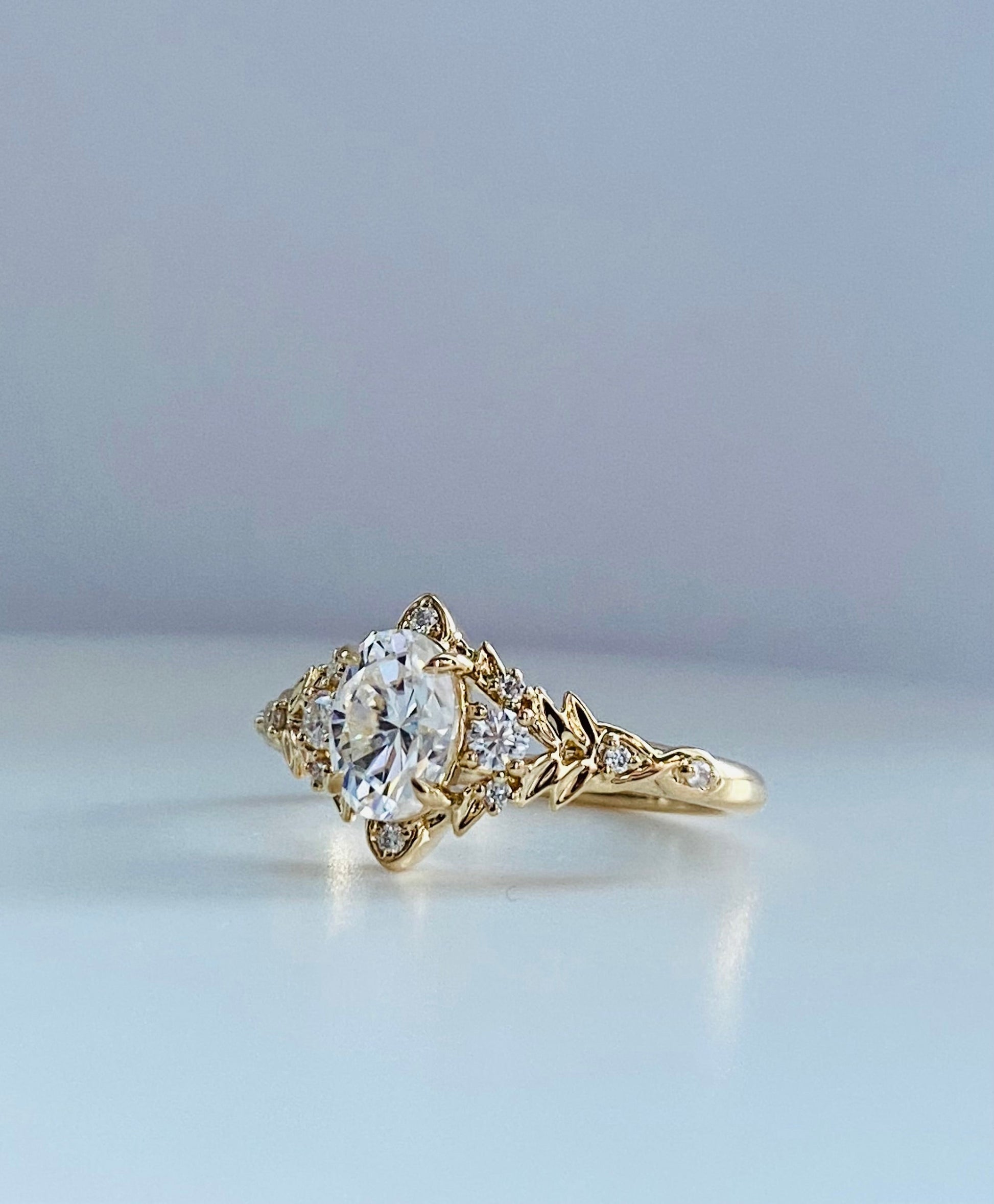 Moval Swirl Semi Pave Engagement Ring – 2.5 CT Lab Grown Diamond