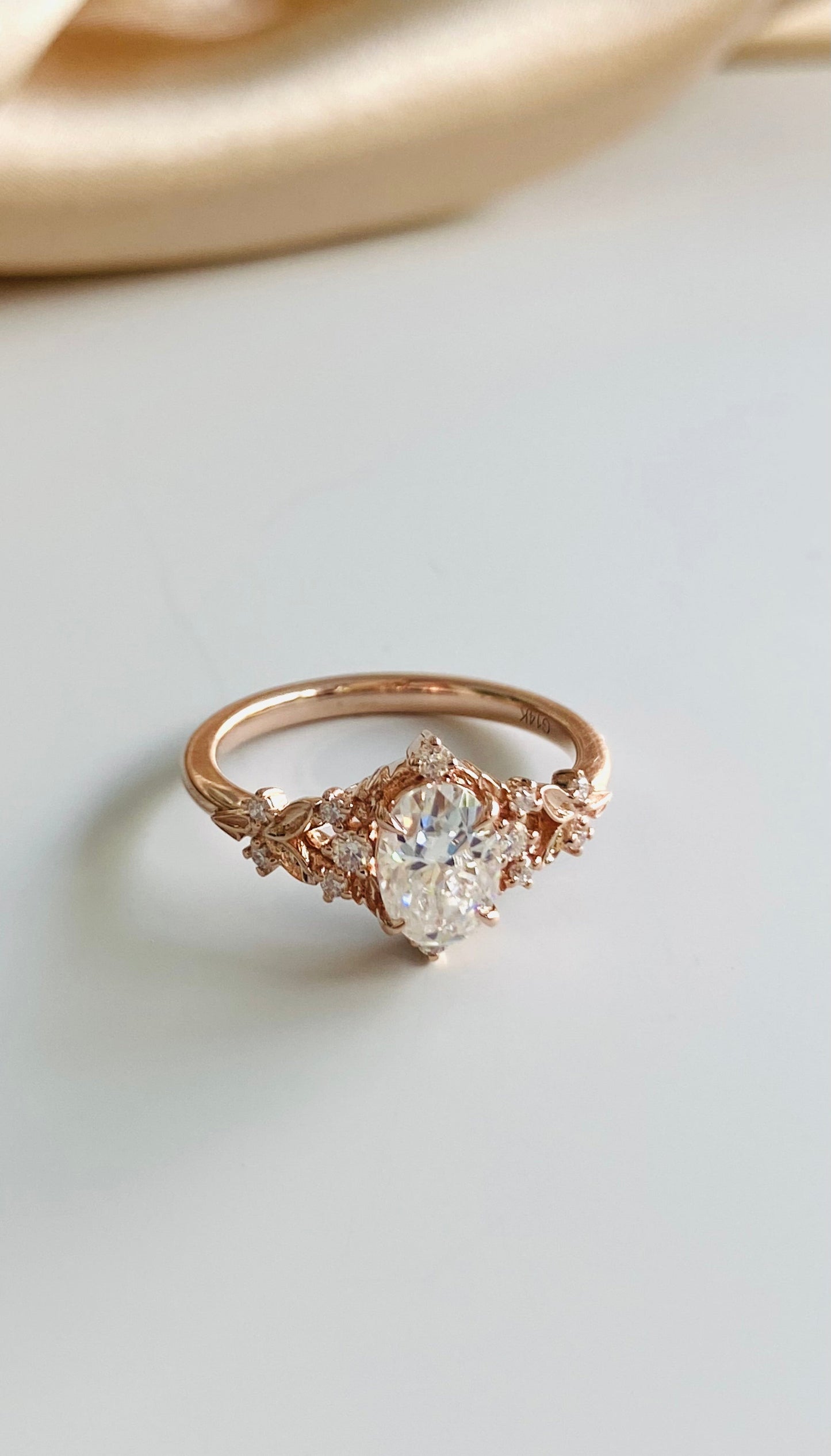 Moval Swirl Semi Pave Engagement Ring – 2.5 CT Lab Grown Diamond