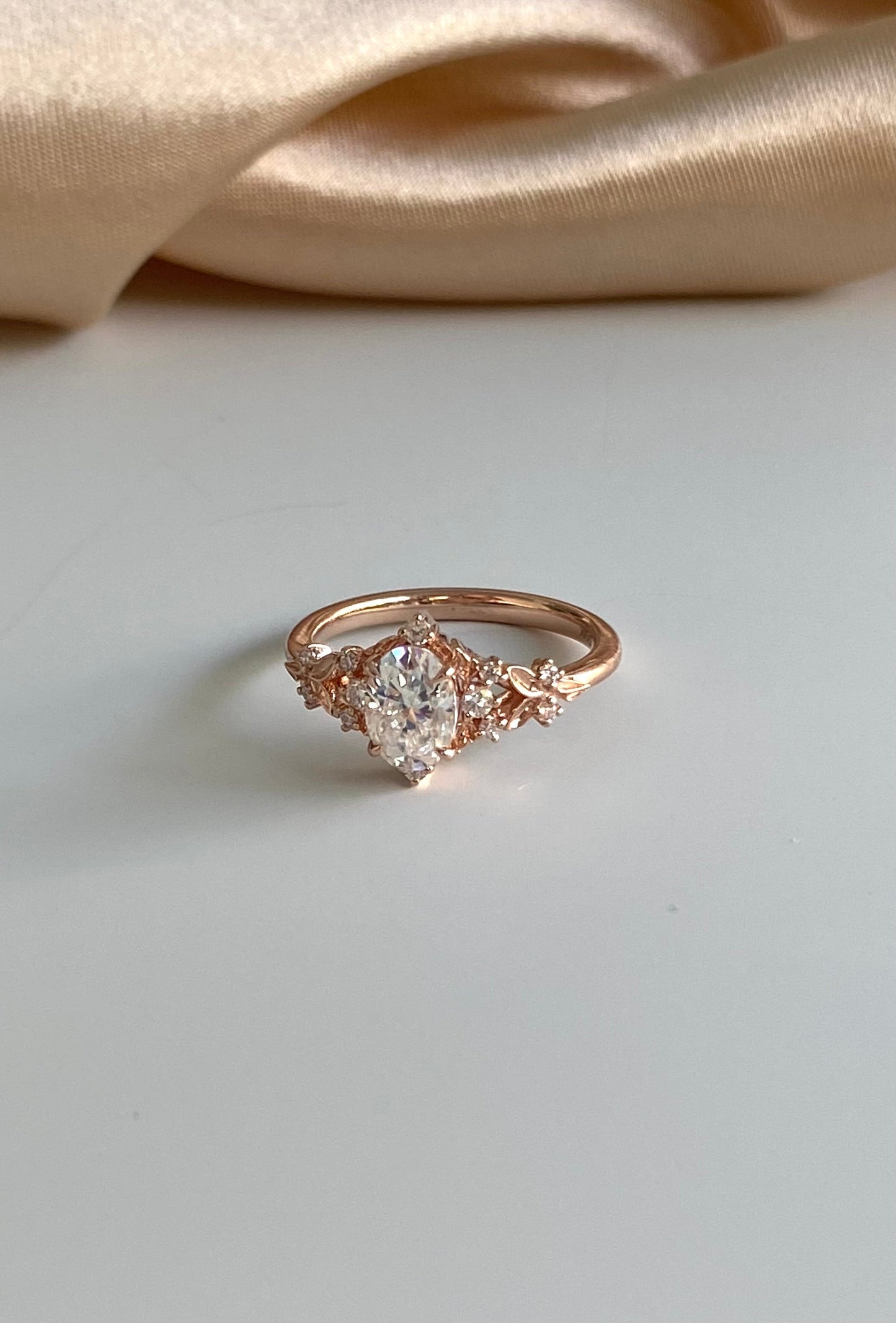 Moval Swirl Semi Pave Engagement Ring – 2.5 CT Lab Grown Diamond