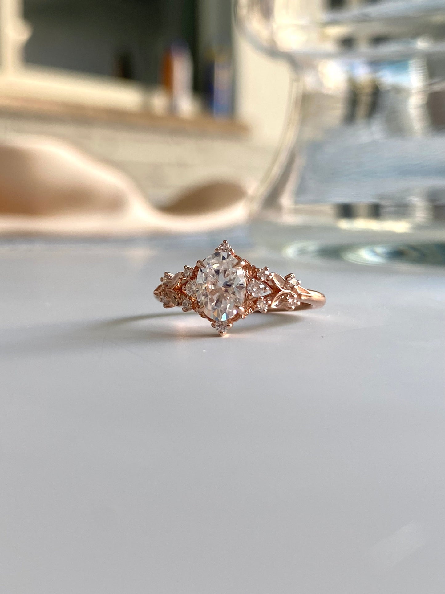 Moval Swirl Semi Pave Engagement Ring – 2.5 CT Lab Grown Diamond