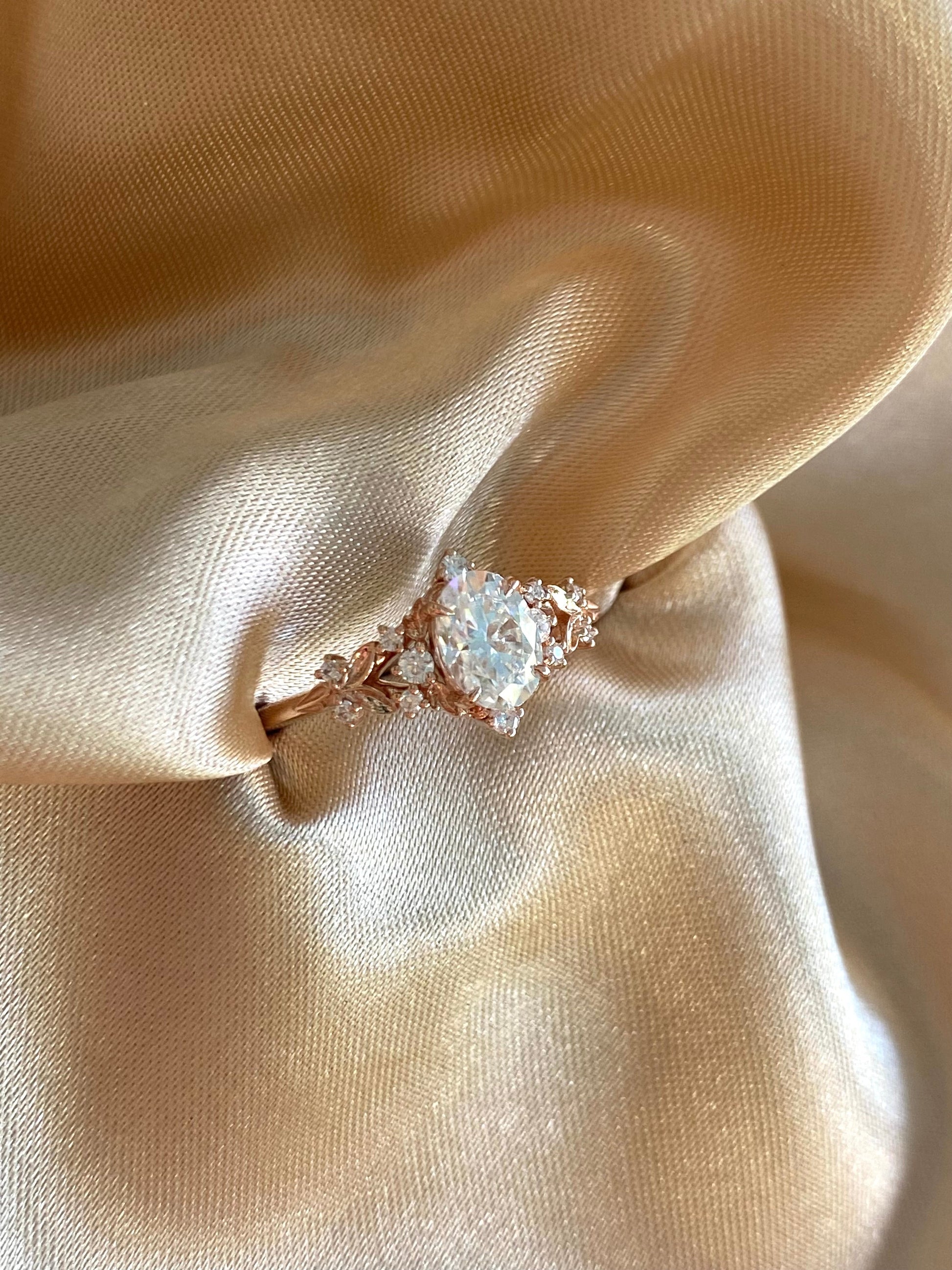 Moval Swirl Semi Pave Engagement Ring – 2.5 CT Lab Grown Diamond