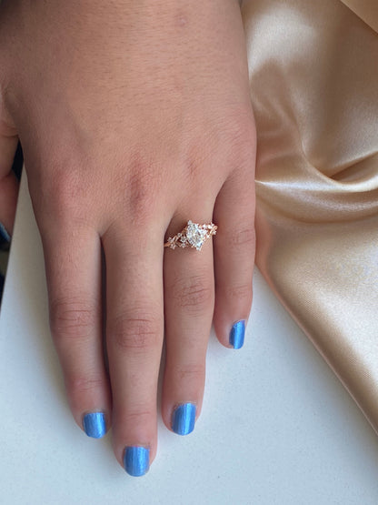 Moval Swirl Semi Pave Engagement Ring – 2.5 CT Lab Grown Diamond