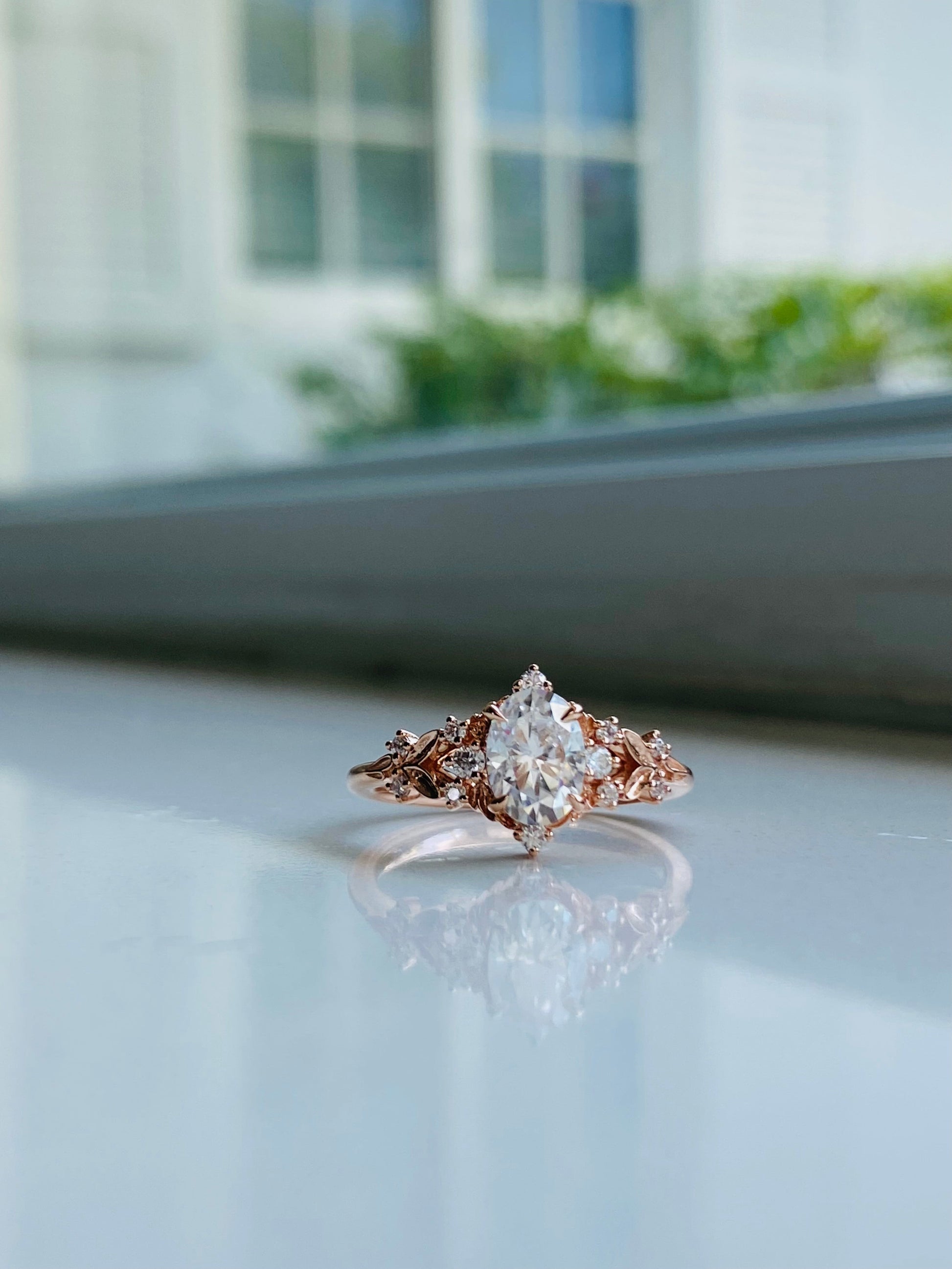 Moval Swirl Semi Pave Engagement Ring – 2.5 CT Lab Grown Diamond