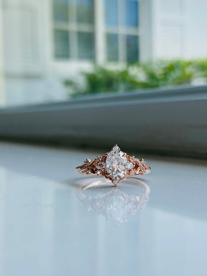 Moval Swirl Semi Pave Engagement Ring – 2.5 CT Lab Grown Diamond