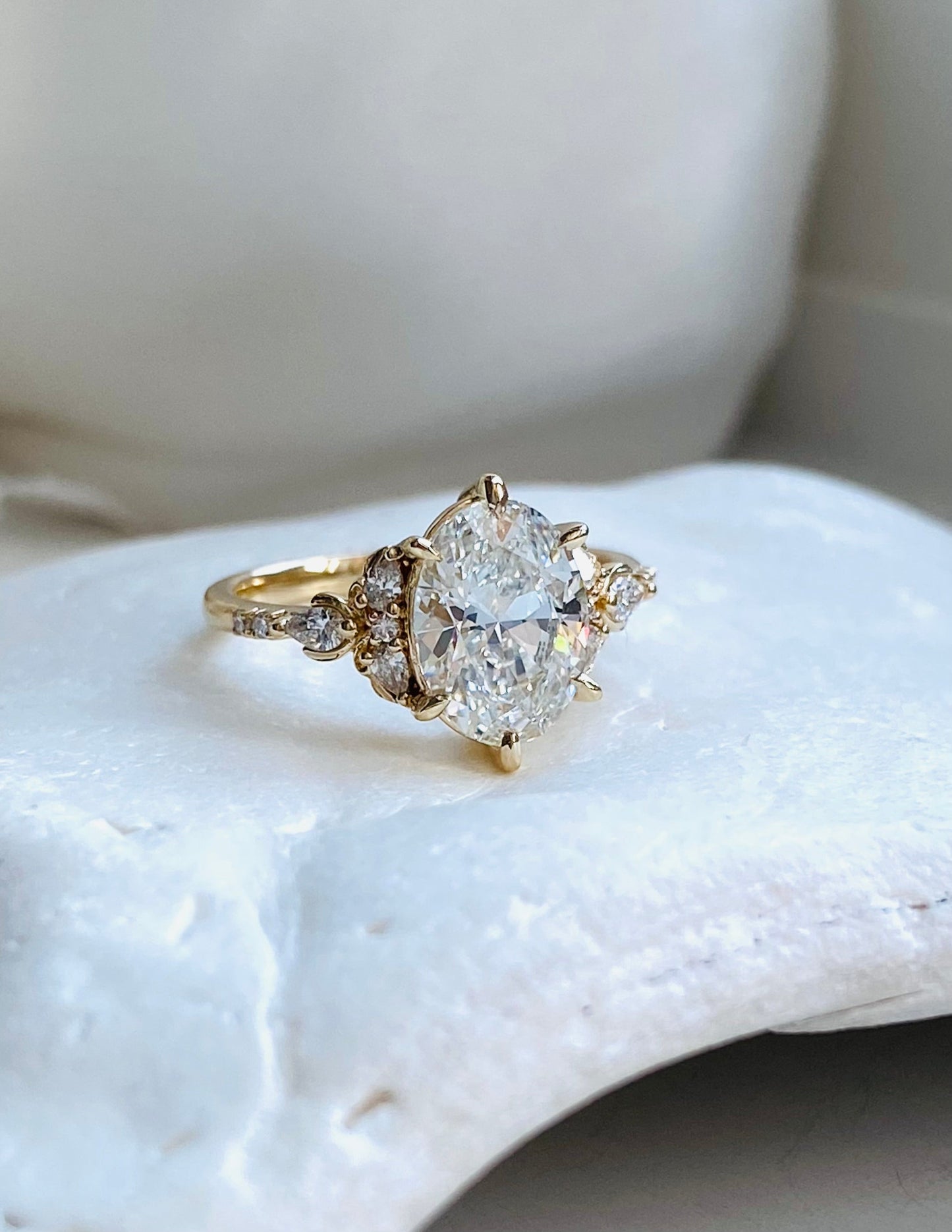 Moval Swirl Semi Pave Engagement Ring – 2.5 CT Lab Grown Diamond