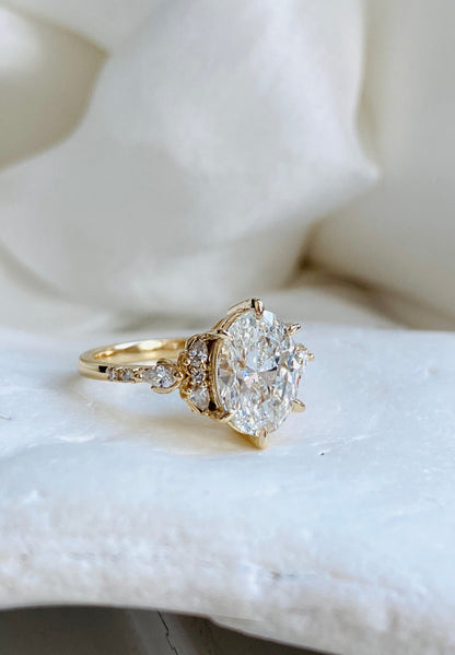 Moval Swirl Semi Pave Engagement Ring – 2.5 CT Lab Grown Diamond
