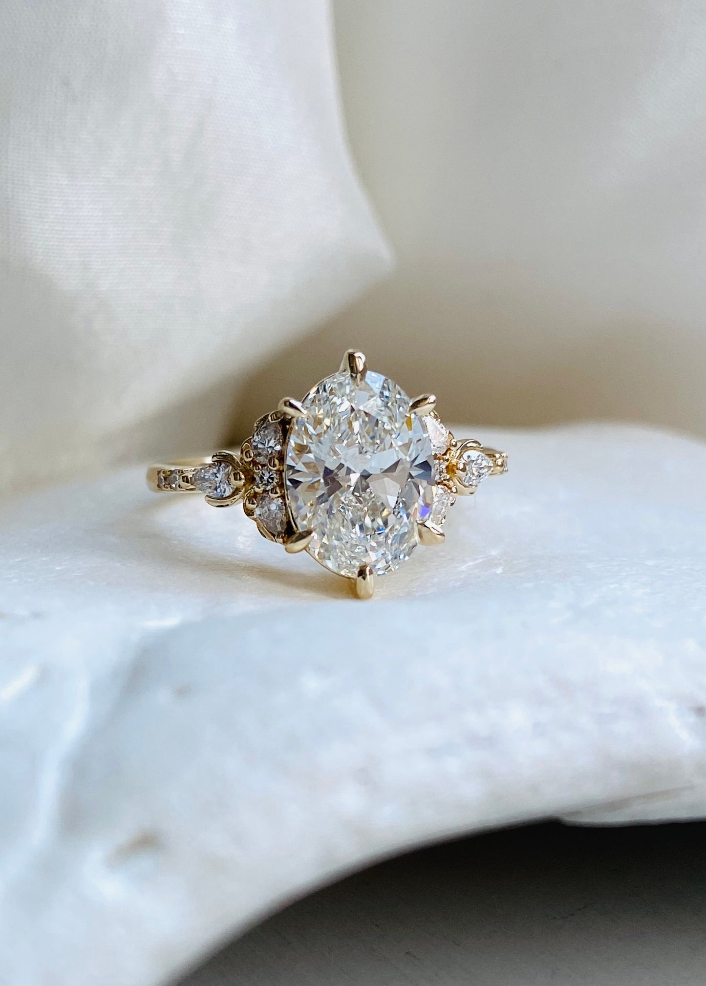 Moval Swirl Semi Pave Engagement Ring – 2.5 CT Lab Grown Diamond