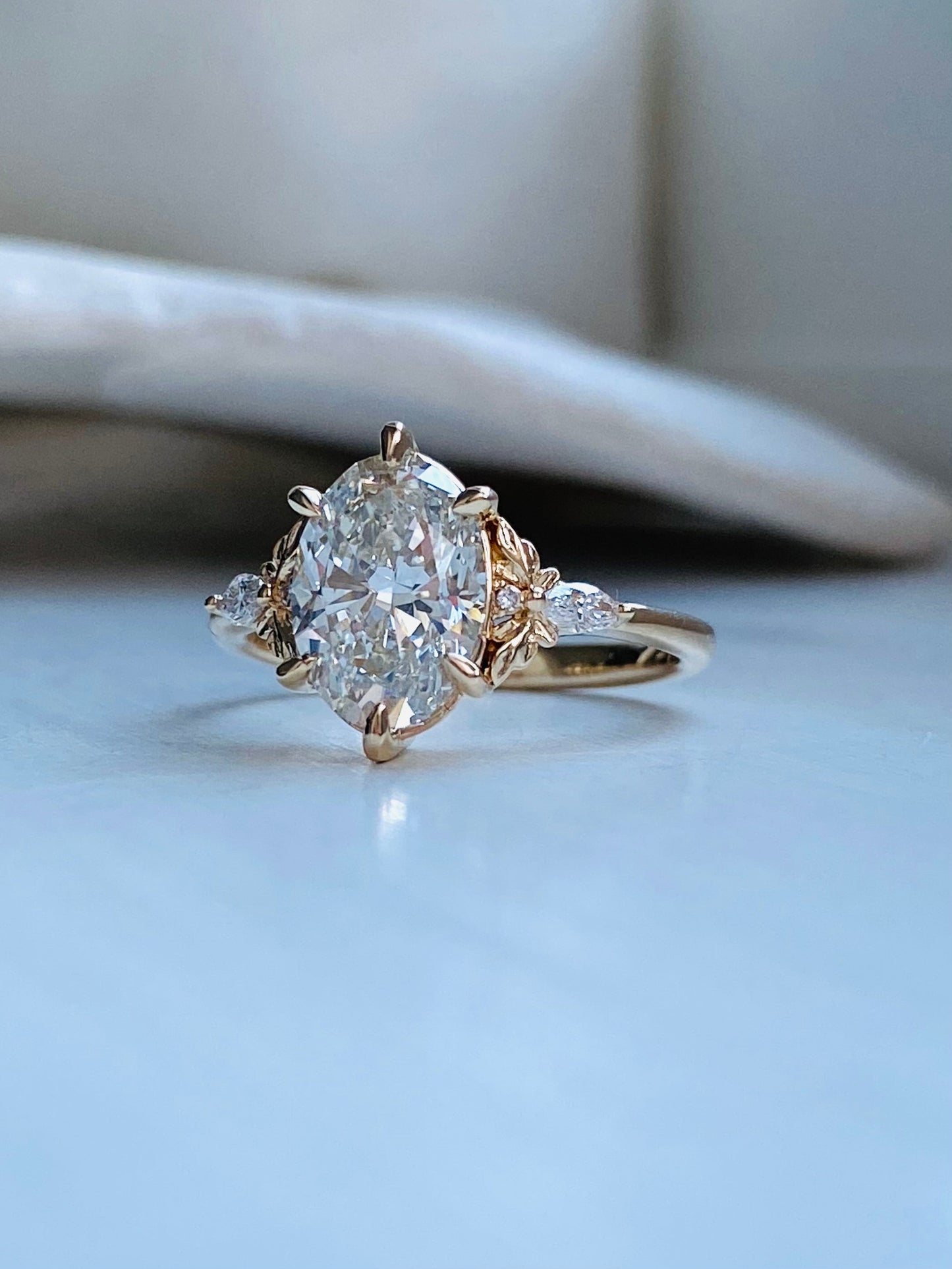 Moval Swirl Semi Pave Engagement Ring – 2.5 CT Lab Grown Diamond