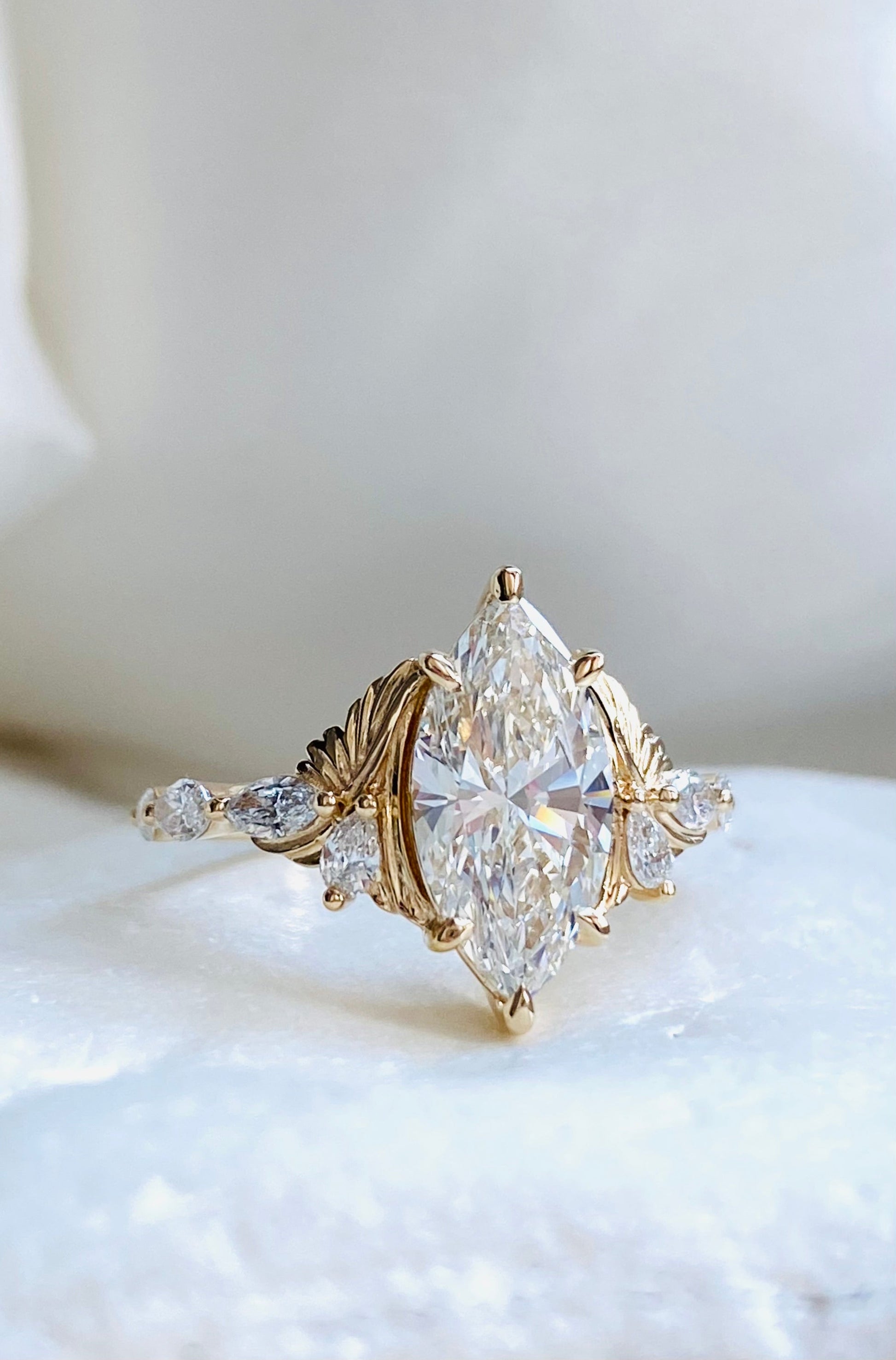 Moval Swirl Semi Pave Engagement Ring – 2.5 CT Lab Grown Diamond