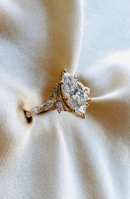 Moval Swirl Semi Pave Engagement Ring – 2.5 CT Lab Grown Diamond