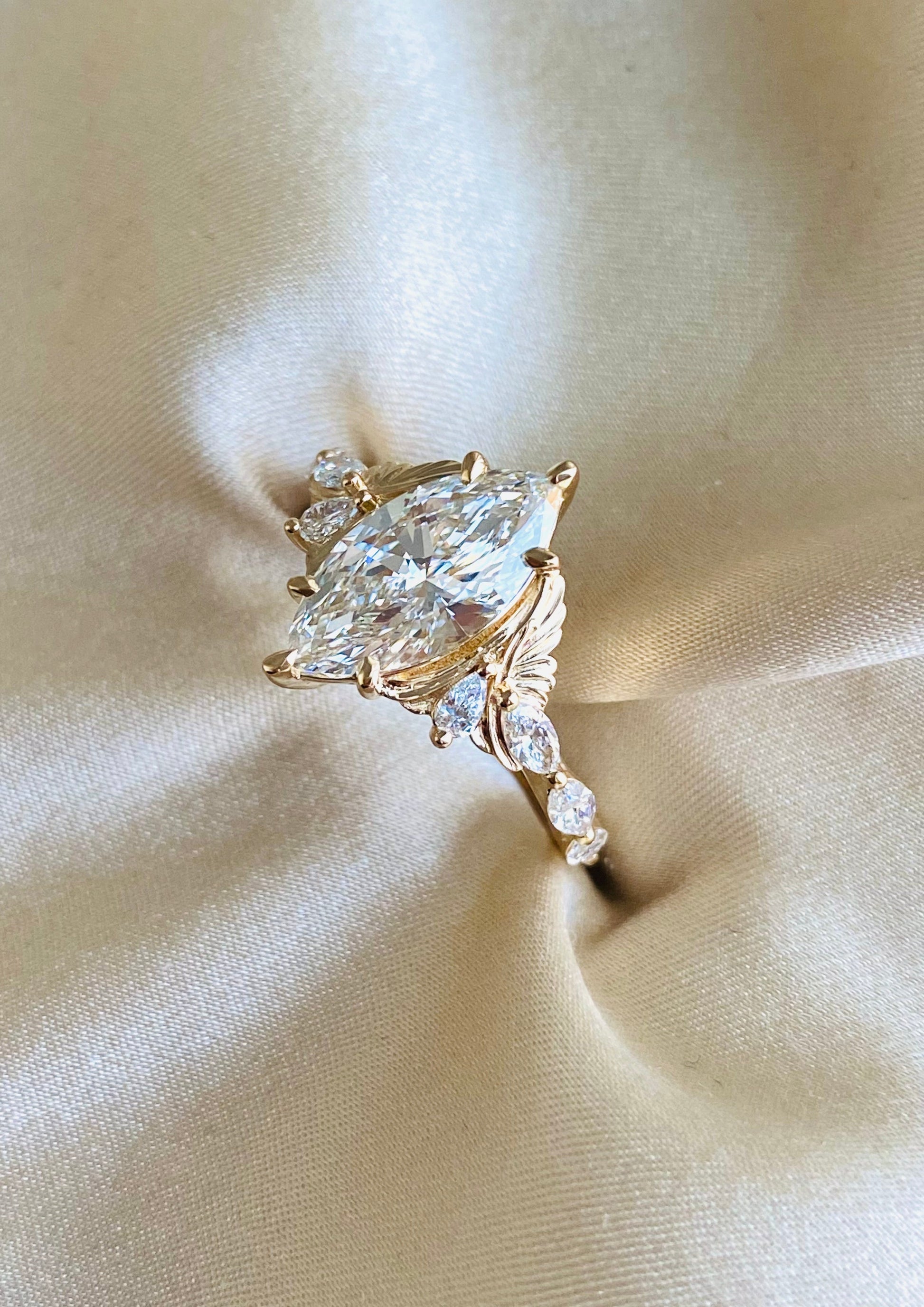 Moval Swirl Semi Pave Engagement Ring – 2.5 CT Lab Grown Diamond