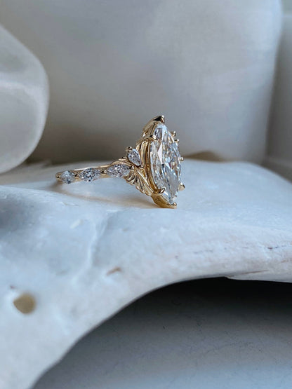 Moval Swirl Semi Pave Engagement Ring – 2.5 CT Lab Grown Diamond