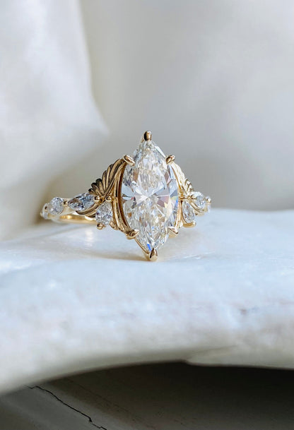 Moval Swirl Semi Pave Engagement Ring – 2.5 CT Lab Grown Diamond