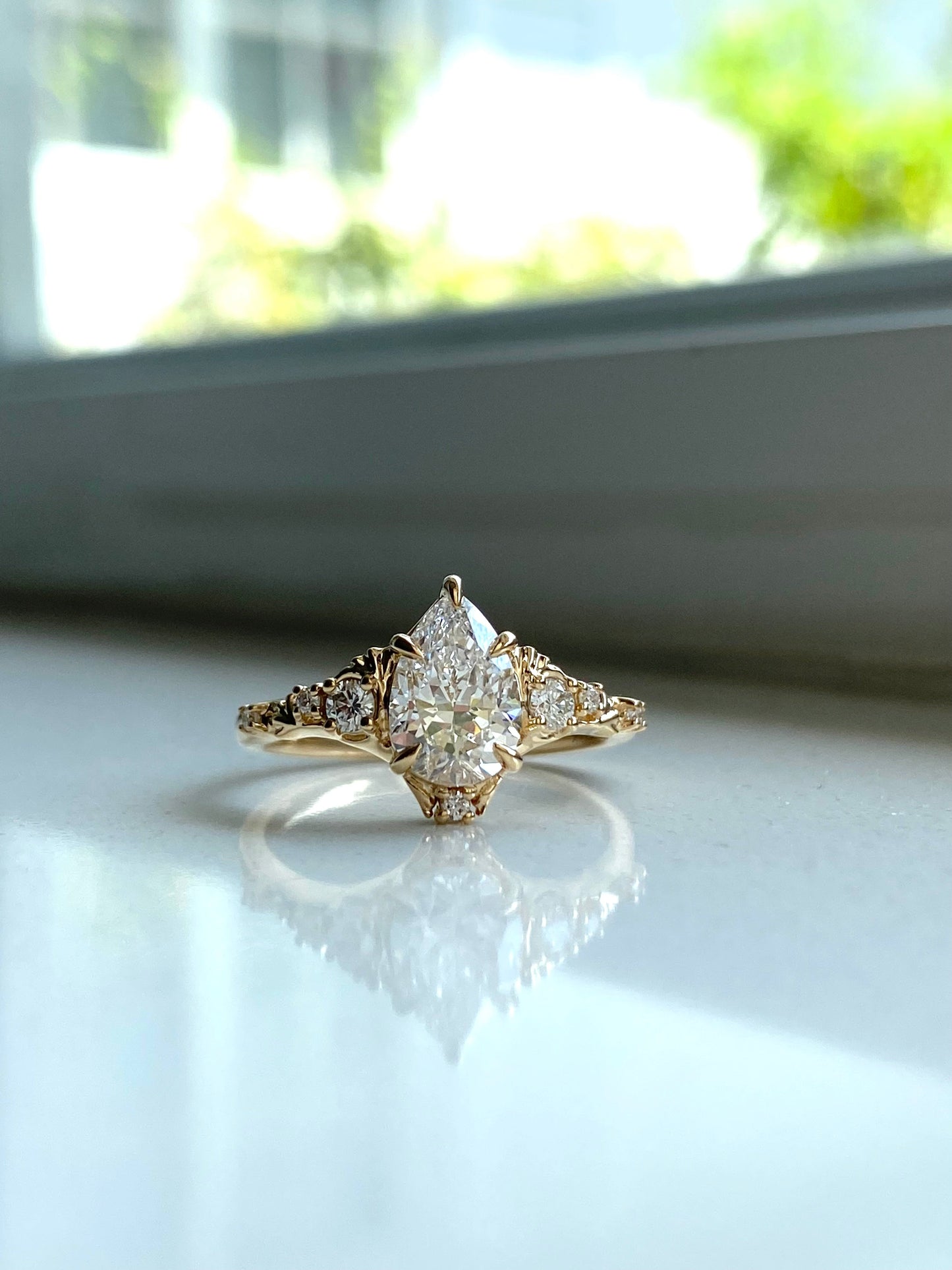 Moval Swirl Semi Pave Engagement Ring – 2.5 CT Lab Grown Diamond